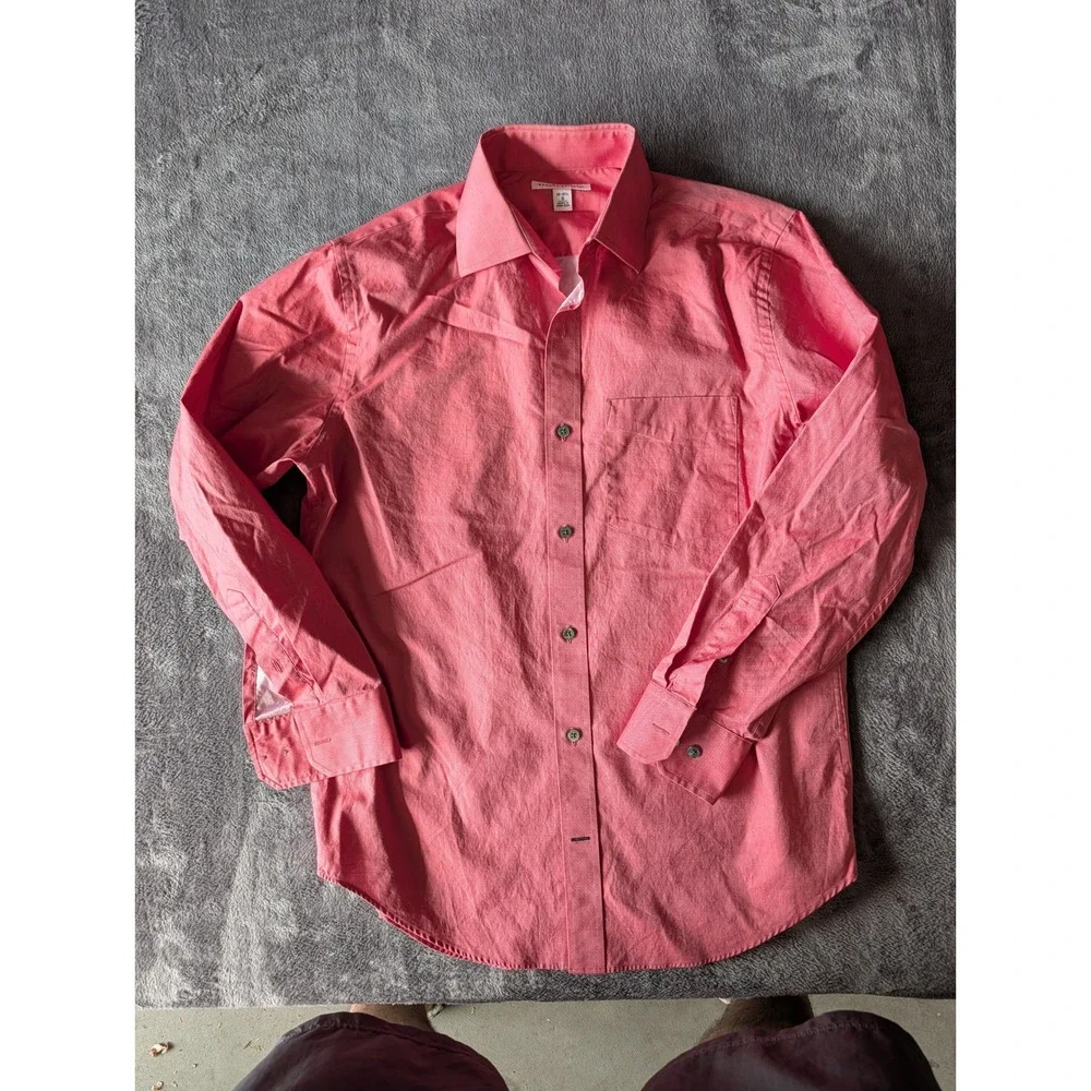 Banana Republic Mens Salmon Cotton Button Down Shirt Small 14-14.5 Long Sleeve